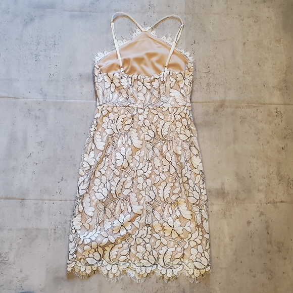 Lulus Delicate Darling Beige & Ivory Lace Bodycon Dress XS - Picture 7 of 11